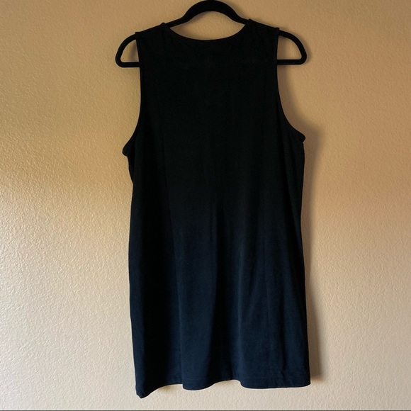 Forever 21 Faux Suede Black Lace Up Dress - Size Large - Picture 2 of 5